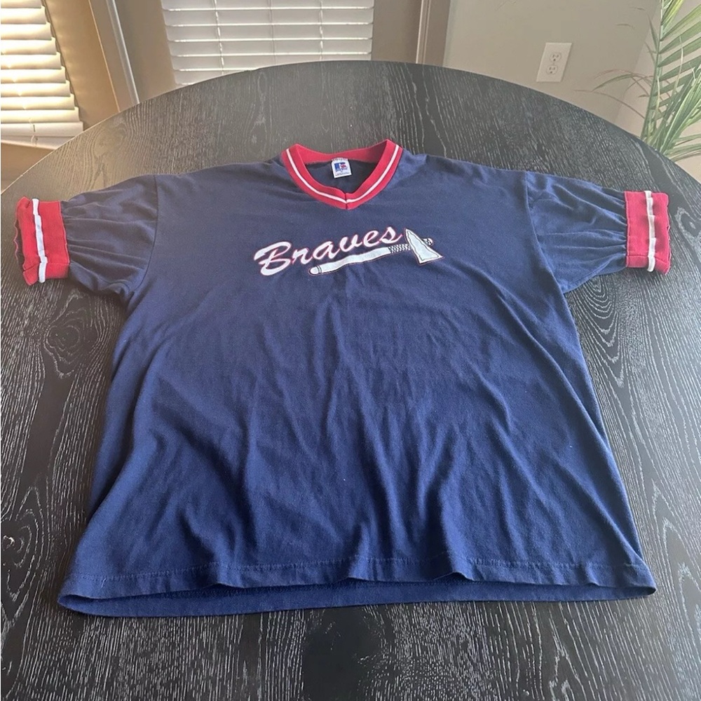 Vintage Atlanta Braves Russell Athletic Shirt Size XL Navy Made In USA